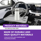 Multipurpose 2 in 1 Car Steering Wheel Desk Tray Laptop Mount and Food Table for Eating with Drink and Pen Holder Compatible with Most Vehicles (Black) black