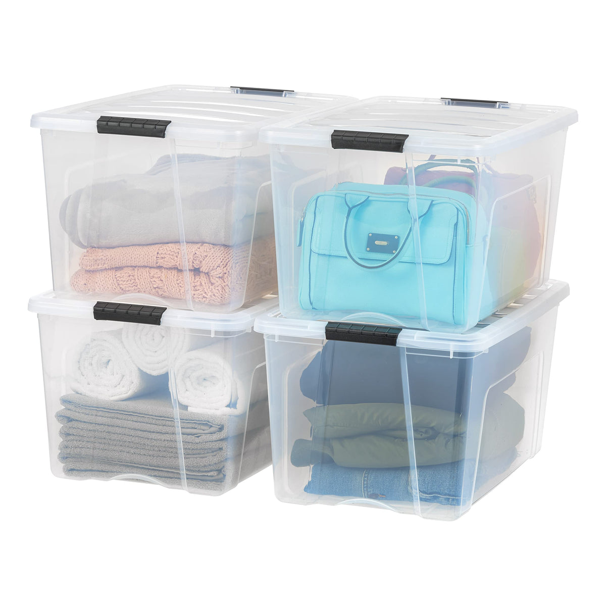 IRIS USA 4-Pack 13 Quart Storage Bins with Lids, Clear