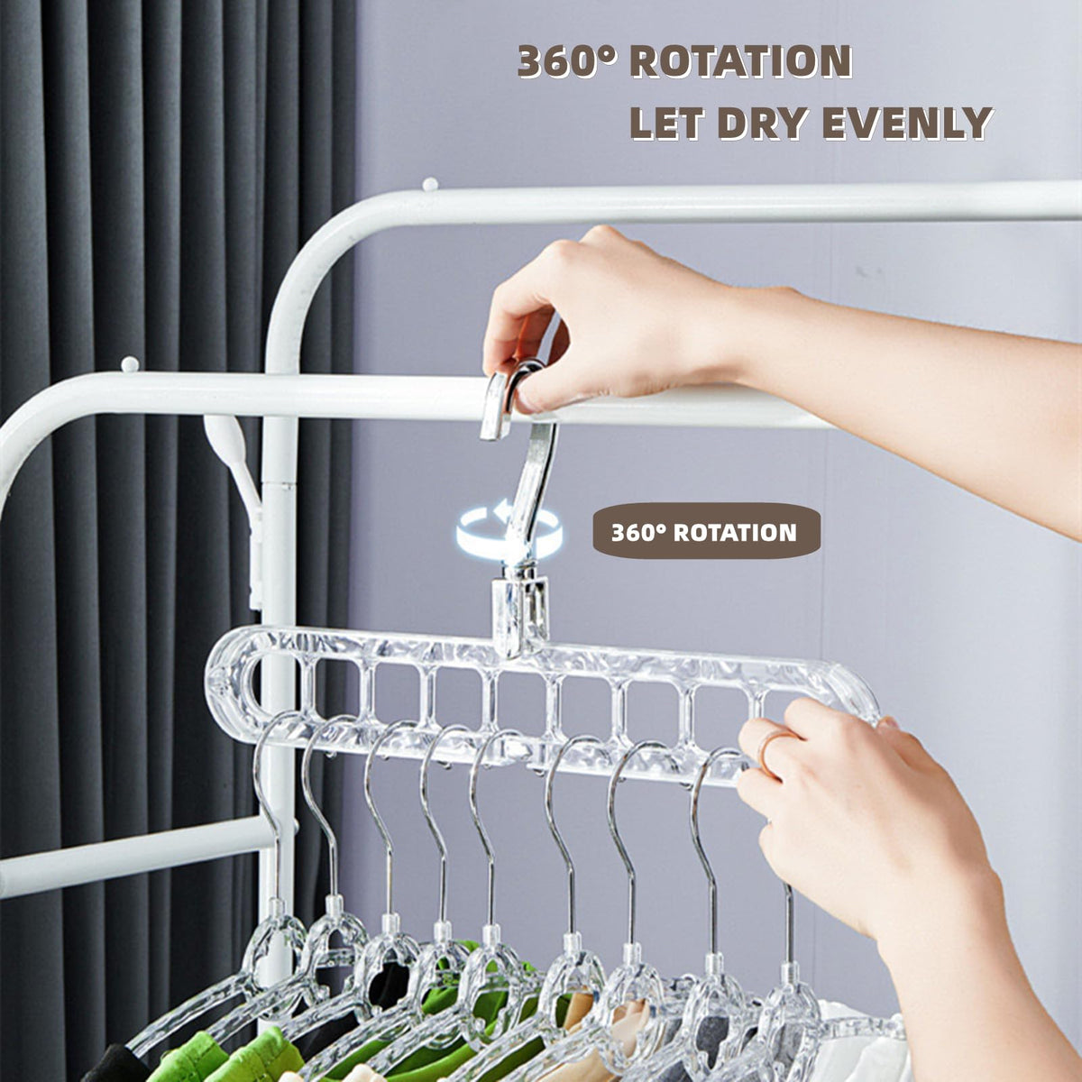 Space Saving Clothes Hangers 2Pcs 9 Slots Wardrobe Clothing Cascading Hanger Closet Storage Hanger Folding Wardrobe Clothes Hanger Organizer Multifunctional Closet Organizer for Home and Dormitory