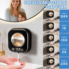 Automatic Soap Dispenser, 320ML Touchless Smart Hand Soap Dispenser, 5 Adjustable Soap Levels, Rechargeable Wall Mounted Electric Foam Soap Dispenser for Bathroom Kitchen Office (Black) Black