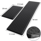 Kitchen Mat 2 PCS Cushioned Anti-Fatigue Floor Mat Standing Mat for Kitchen Stylish Grey 17.3"x29"+17.3"x47"