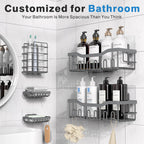 EUDELE Adhesive Shower Caddy, 5 Pack Rustproof Stainless Steel Bath Organizers With Large Capacity, No Drilling Shelves for Bathroom Storage & Home Decor Black