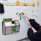 Magnetic Pencil Holder-Magnetic Basket for Fridge 3-Grid Mesh Magnetic Pen Holder for Refrigerator, Extra Strong Magnets Mesh Marker Holder Locker Accessories Organizer for Whiteboard Black