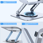 Leeboom Laptop Stand for Desk, Adjustable Foldable Aluminum Riser, Silver