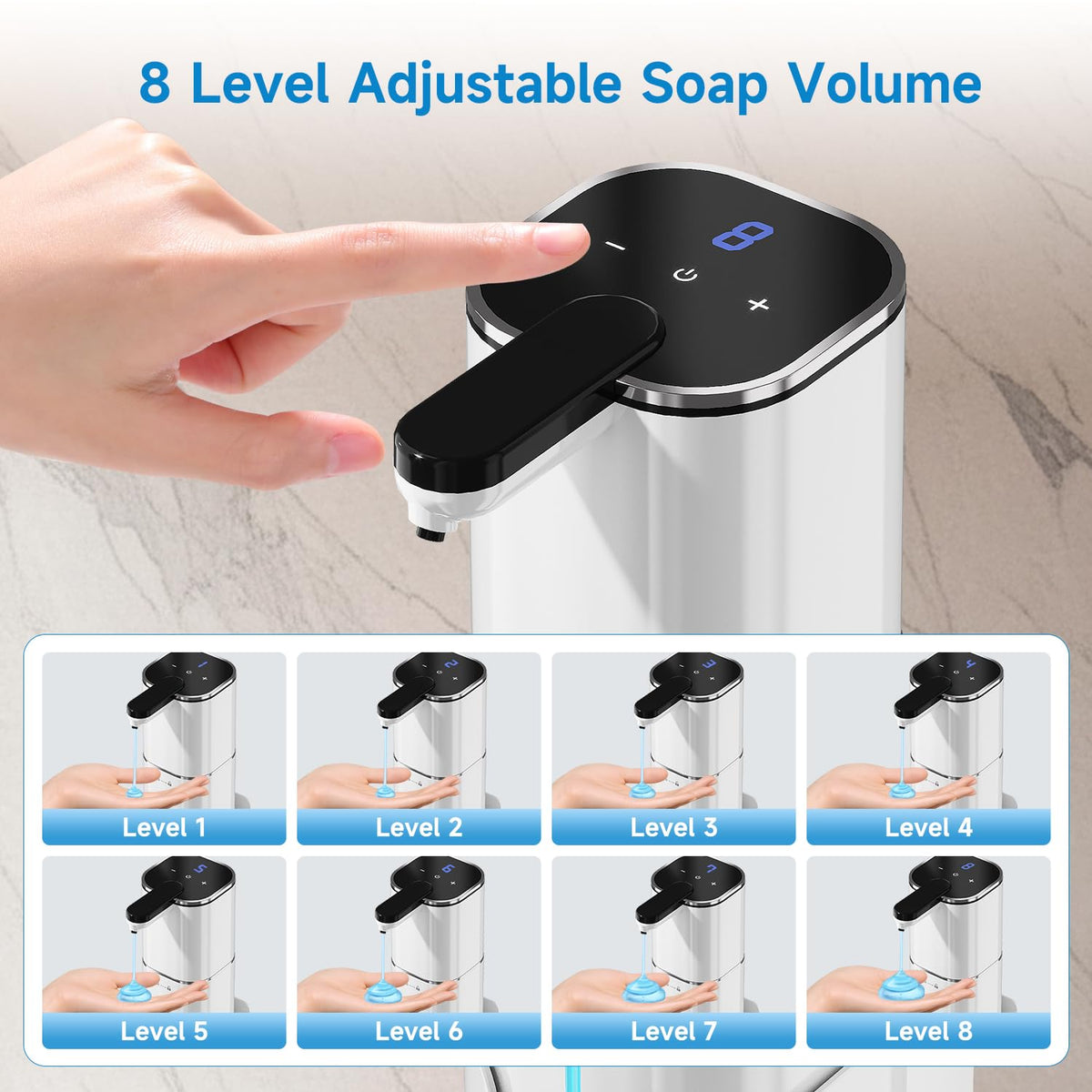 Automatic Liquid Soap Dispenser Touchless, Hands Free for Bathroom Kitchen White