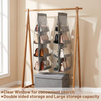 4 Pack Purse Organizer for Closet, Hanging Handbag Storage with 8 Clear PVC Pockets, Purse Organizer for Wardrobe Door Wall, Gray 41x13.5x12.6 Inch
