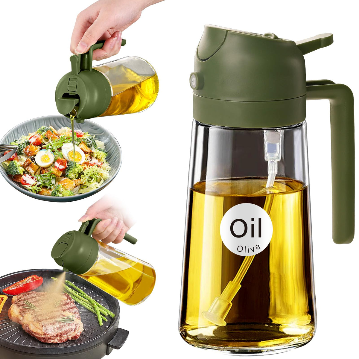 YARRAMATE Olive Oil Dispenser, 2 in 1 Sprayer for Cooking, 16oz/470ml...