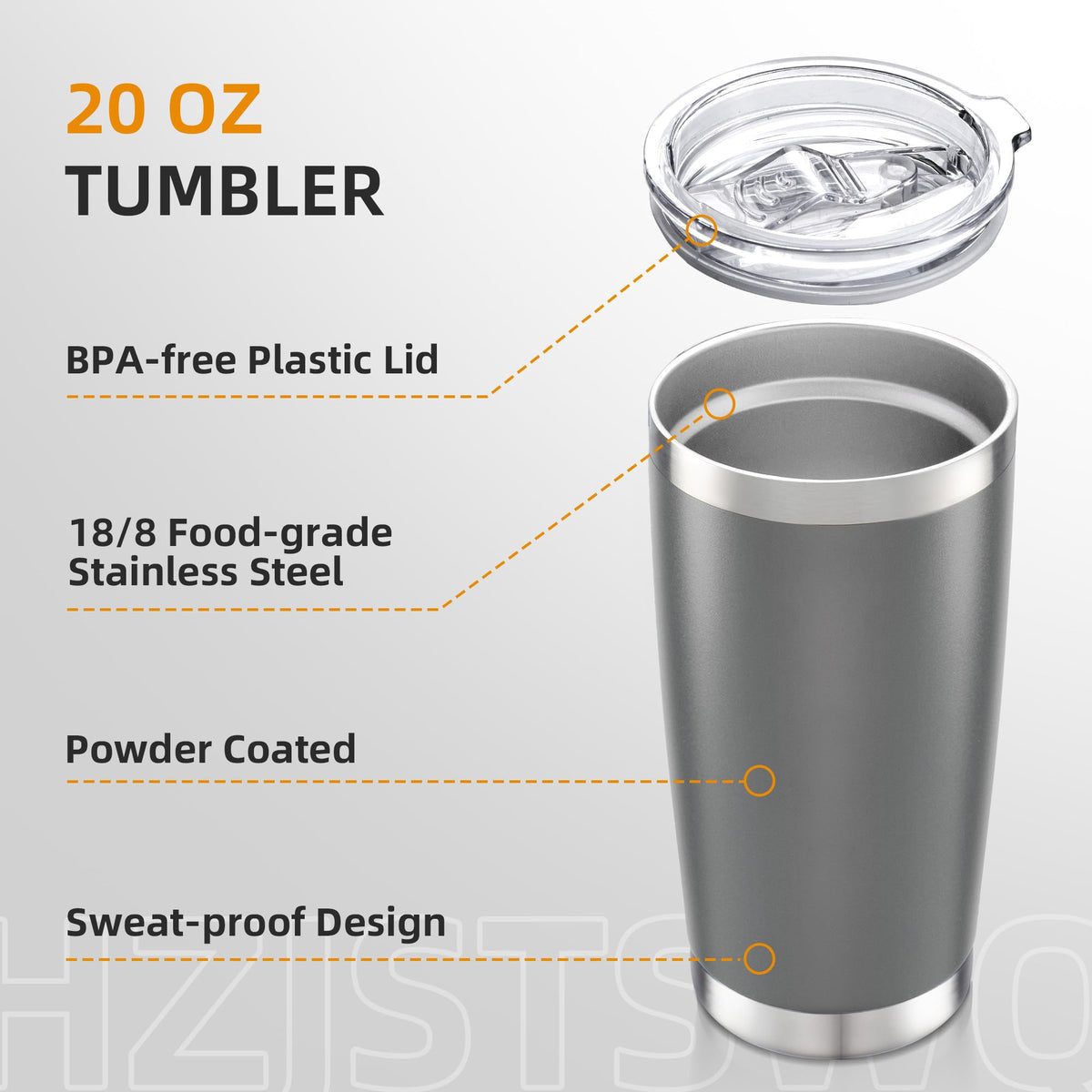 20oz Tumbler Bulk with Lid Stainless Steel Tumblers, 6 Pack