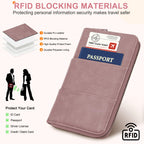 RFID Family Passport Holder Wallet - Travel Document Organizer Pink