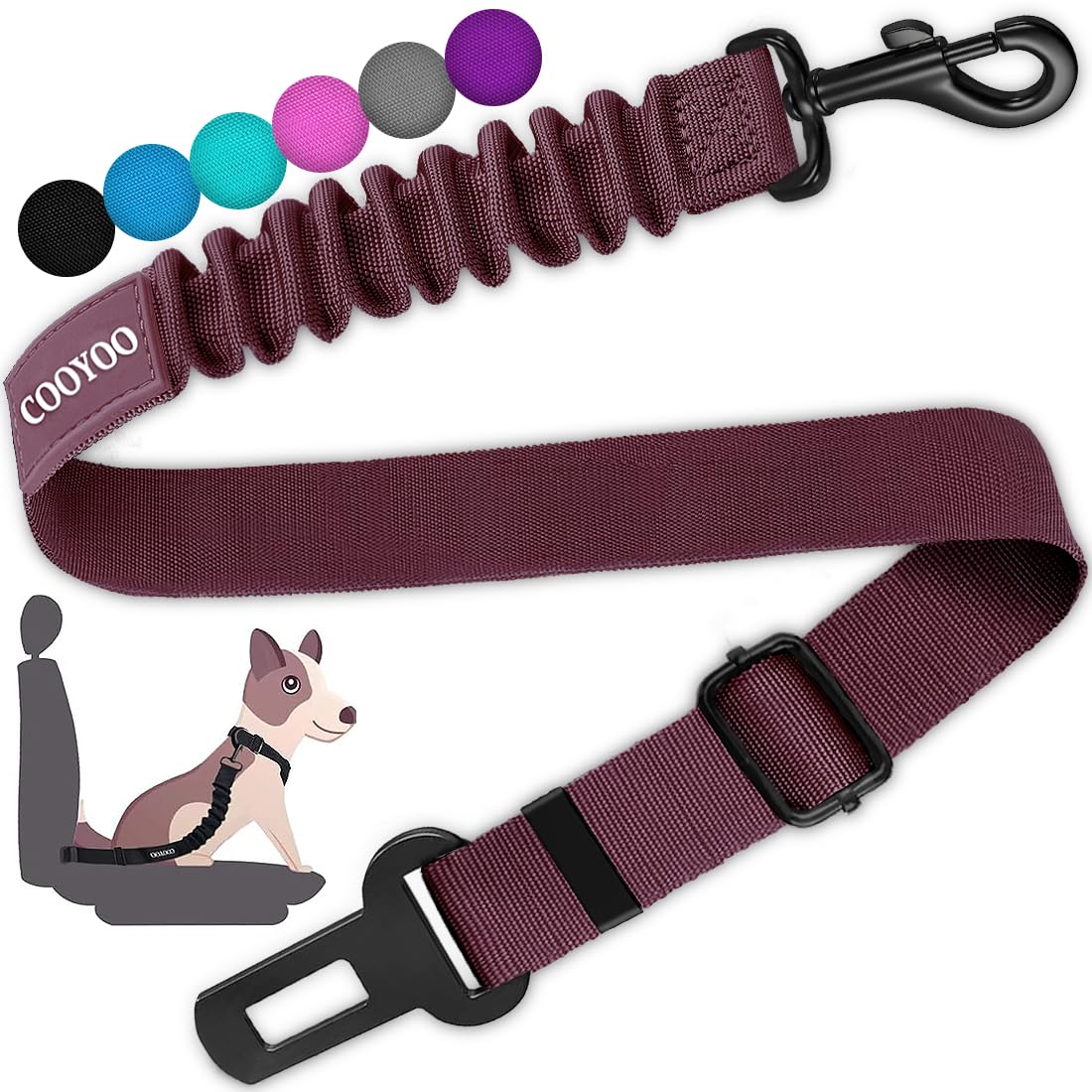 COOYOO Dog Seat Belt,3 Piece Set Retractable Car Harness Adjustable for...