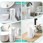 Automatic Soap Dispenser, Foaming Soap Dispenser Touchless with Continuous Dispensing, 4-Level Adjustable, Rechargeable Hand Soap Dispensers, Wall Mounted or Countertop for Bathroom & Kitchen Gold