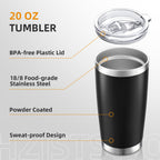 20oz Tumbler Bulk with Lid Stainless Steel Tumblers, 6 Pack