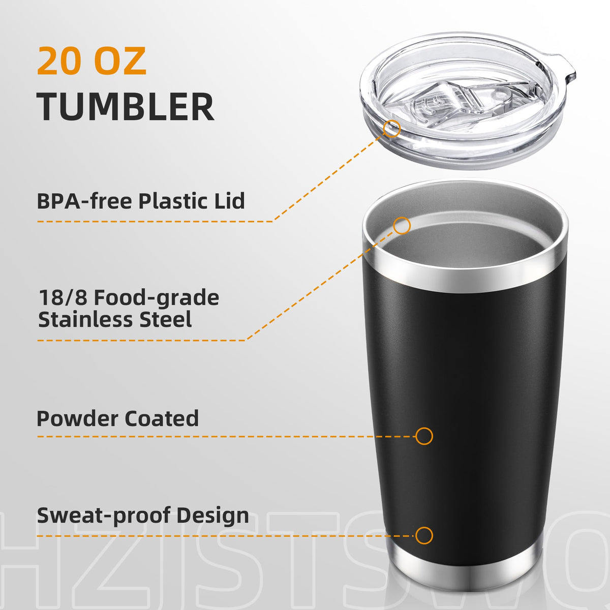 20oz Tumbler Bulk with Lid Stainless Steel Tumblers, 6 Pack