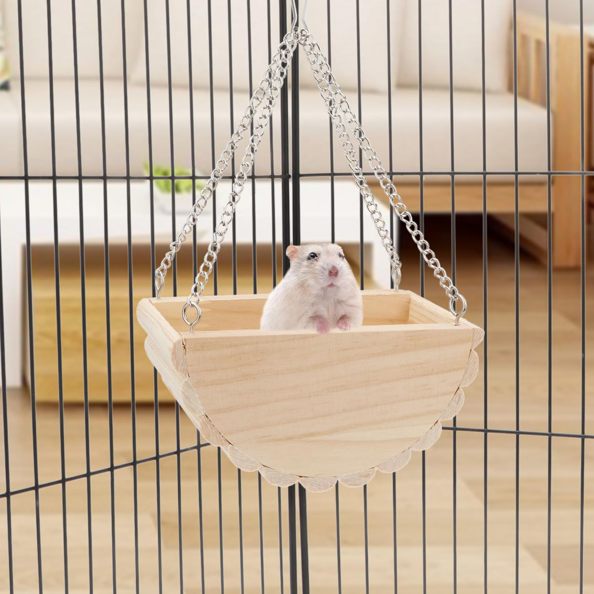 Hypeety Hamster Toys Wooden Maze Tunnel Toy with Plastic Cover for Hamster
