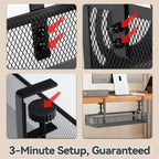 Cable Management, 25.3'' Under Desk Cable Management Tray No Drill 25.3 inch Black