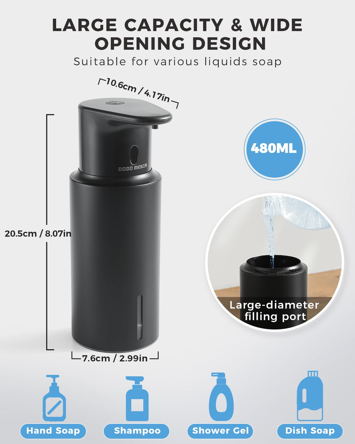 Automatic Liquid Soap Dispenser, Touchless, Rechargeable Stainless Steel