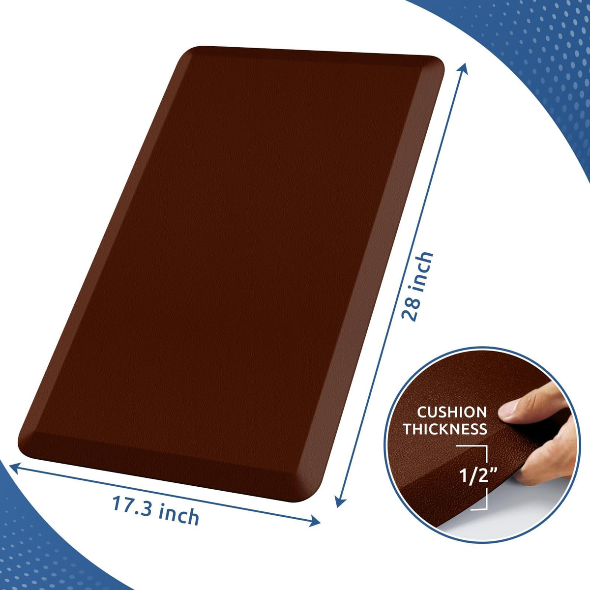 Kitchen Mat Cushioned Anti Fatigue Rug Standing and Comfort Floor Mats Chocolate 39"L x 17.3"W x 0.5"Th