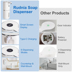 Automatic Soap Dispenser, Hand Soap Dispenser 12.8oz/380ml Smart Rechargeable, Liquid Touchless Soap Dispensers with 6-Level, Wall Mounted or Countertop Dish Soap Dispensing for Bathroom & Kitchen Black