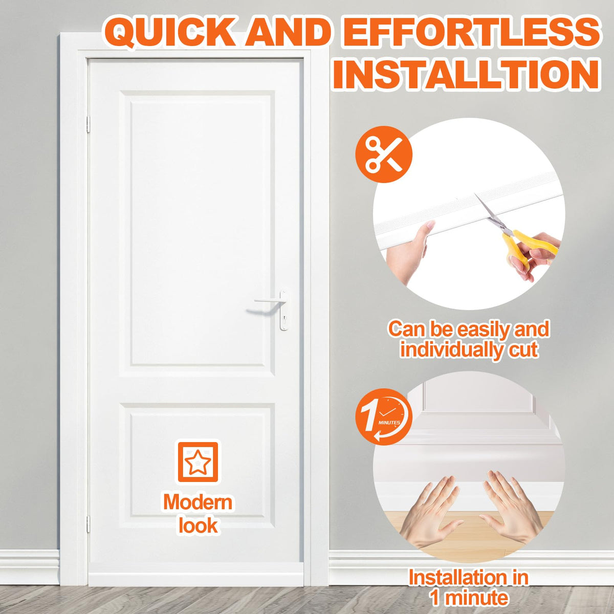 Door Draft Stopper, Door Sweep for Bottom of Door, Weather Stripping Door Seal Gap Filler Bottom Blocker Soundproofing Cold Air Insulation Save Energy Install Quickly Easily (Black, 39‘’) 39‘’ Black