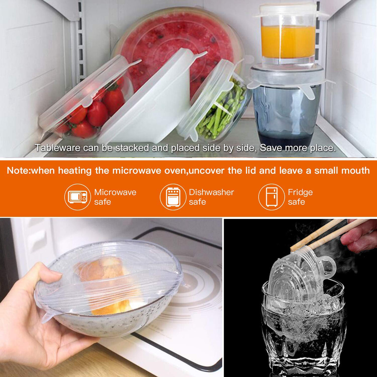 Longzon Silicone Stretch Lids 14 Pack Include 2Pcs Size up to 9.8'' Dia