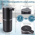 Automatic Soap Dispenser, Hand Soap Dispenser 12.8oz/380ml Smart Rechargeable, Liquid Touchless Soap Dispensers with 6-Level, Wall Mounted or Countertop Dish Soap Dispensing for Bathroom & Kitchen Black