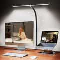 Airlonv LED Desk Lamp with Clamp, 17" Stepless Dimming Light, Black Standard