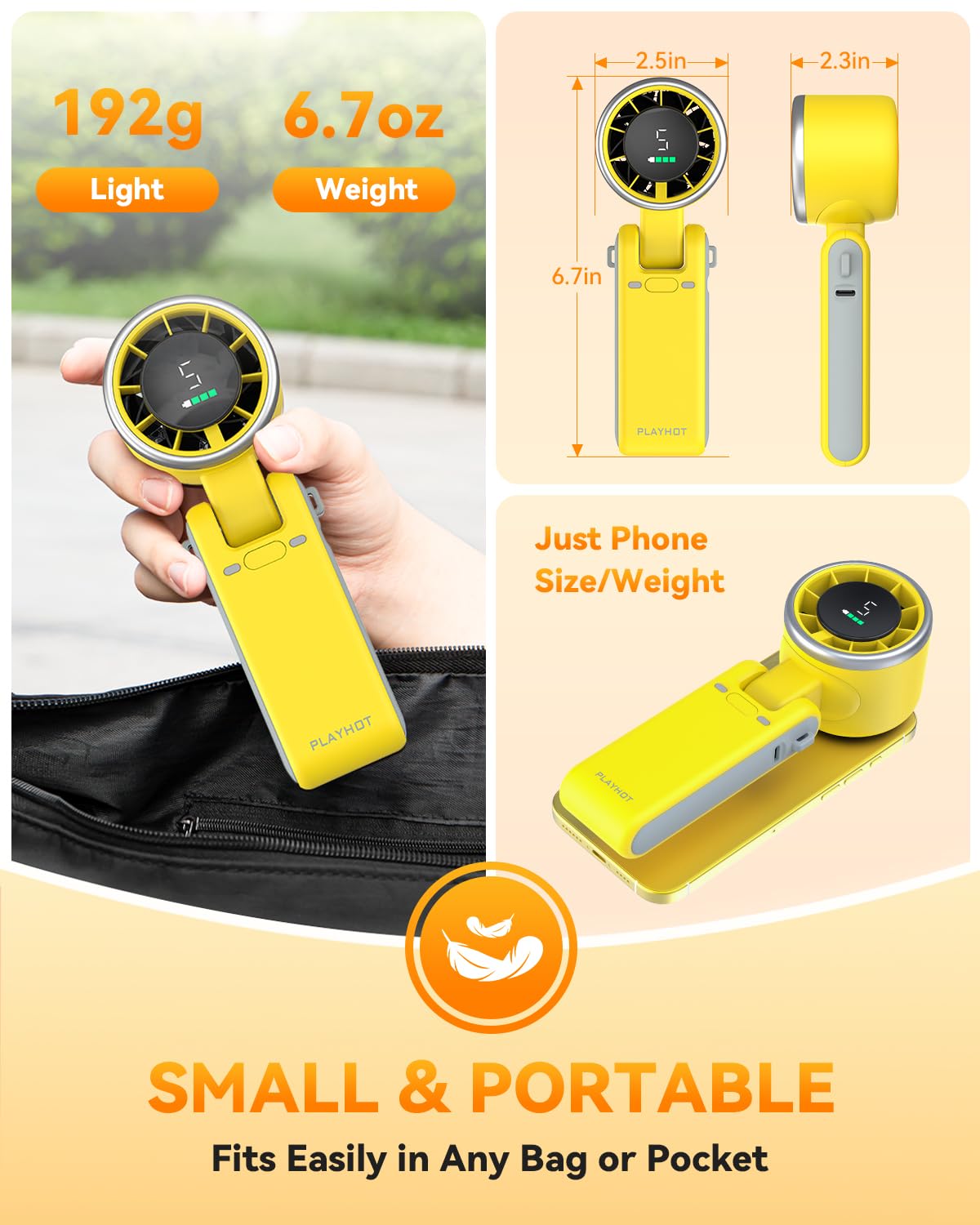 PlayHot Portable Handheld Turbo Fan, Travel Essentials, Gifts for Women/Men Blue