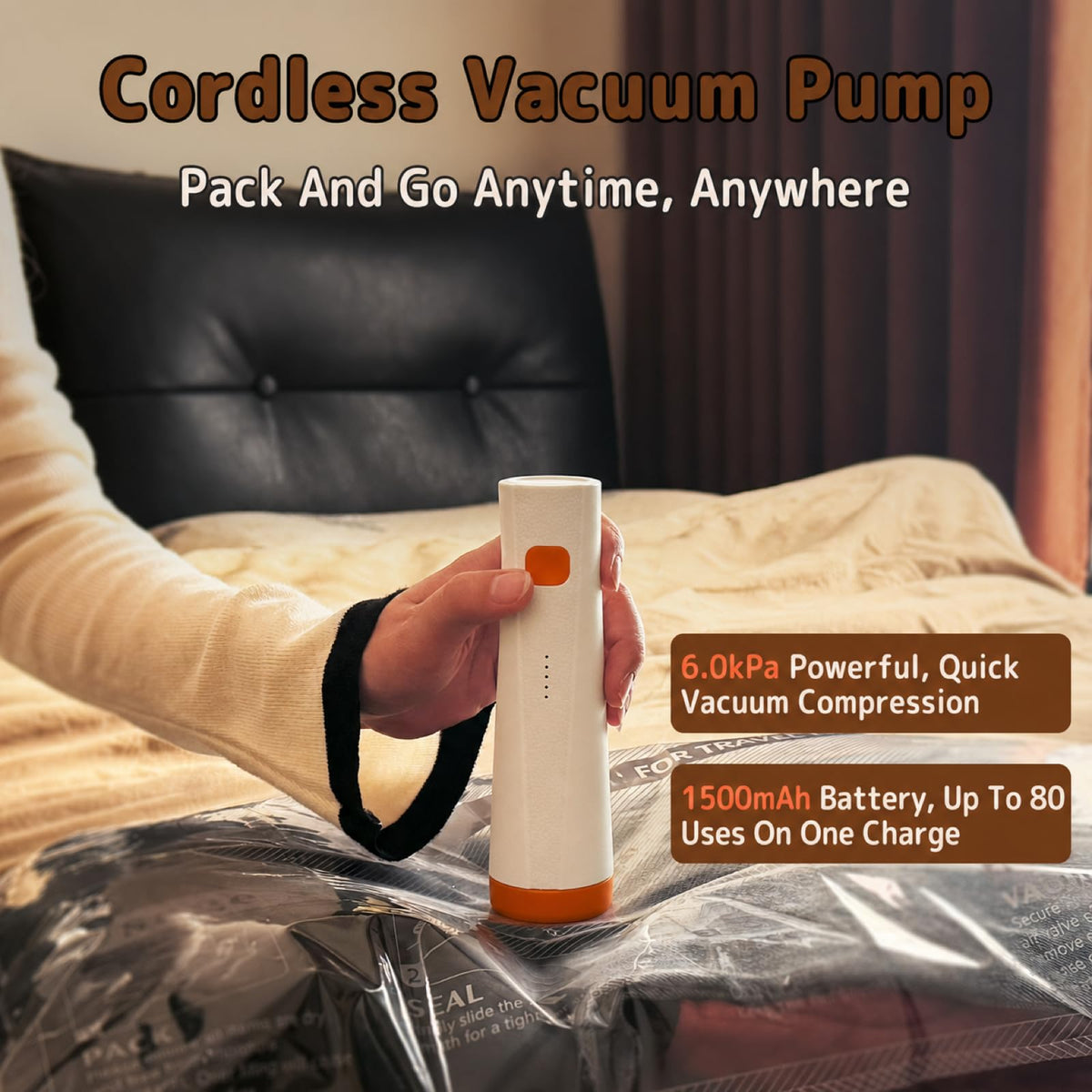 12 Pack Vacuum Bags for Travel with Rechargeable Pump, Save Luggage Space Clear 12 Combo