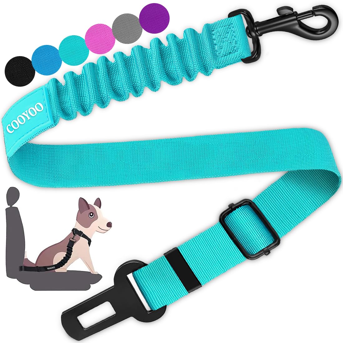 COOYOO Dog Seat Belt,3 Piece Set Retractable Car Harness Adjustable for...
