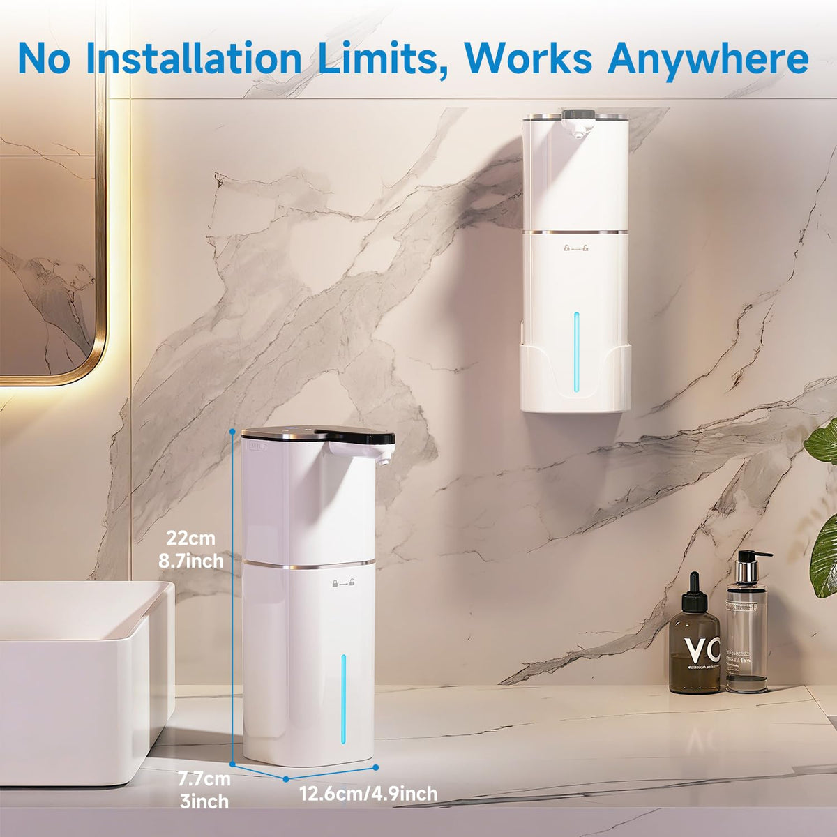 Automatic Liquid Soap Dispenser Touchless, Hands Free for Bathroom Kitchen White
