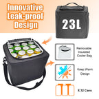Collapsible Trunk Organizer with Insulated Leakproof Cooler Bag,Removable Lid,Adjustable Securing Straps,3 Compartments Trunk Organizer for SUV,Truck,Sedan(Grey & Black) Black&Grey With Cooler