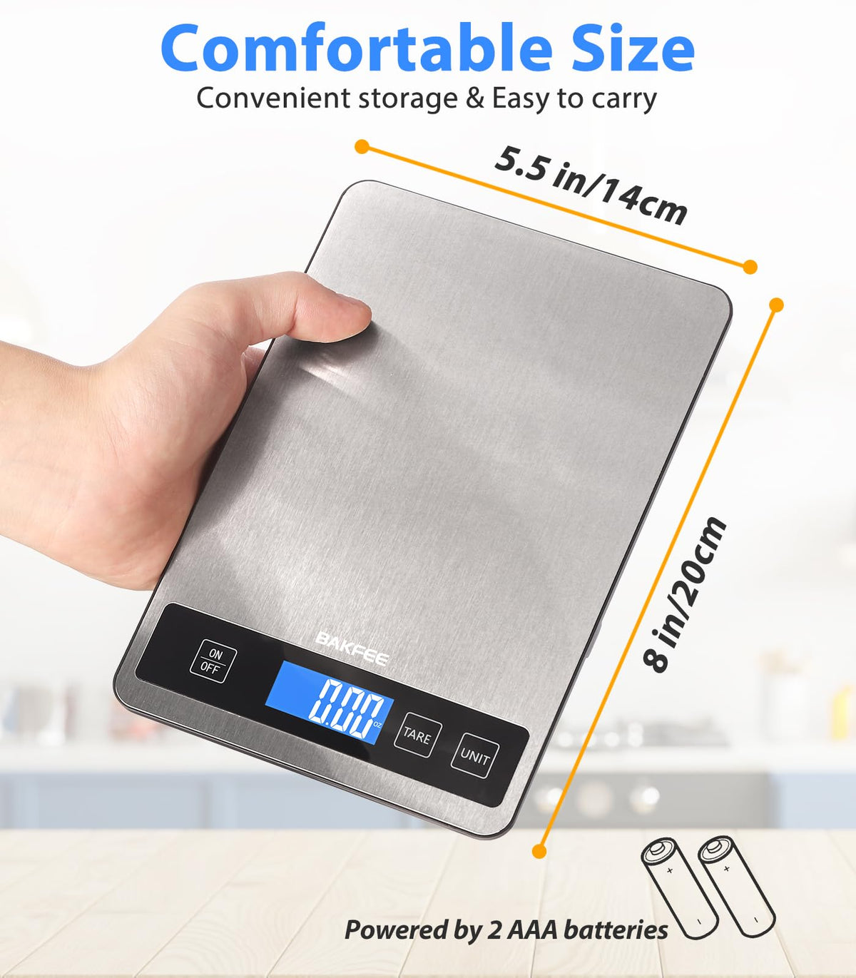 Food Scale, 33lb Rechargeable Kitchen Scale, 1g Precision, Black Rechargeable-Black