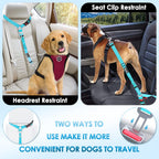 Lukovee Dog Car Seat Belt, 2 Pack, Headrest Restraint, Headrest A.Fluorescent Pink Headrest, 2 Pcs