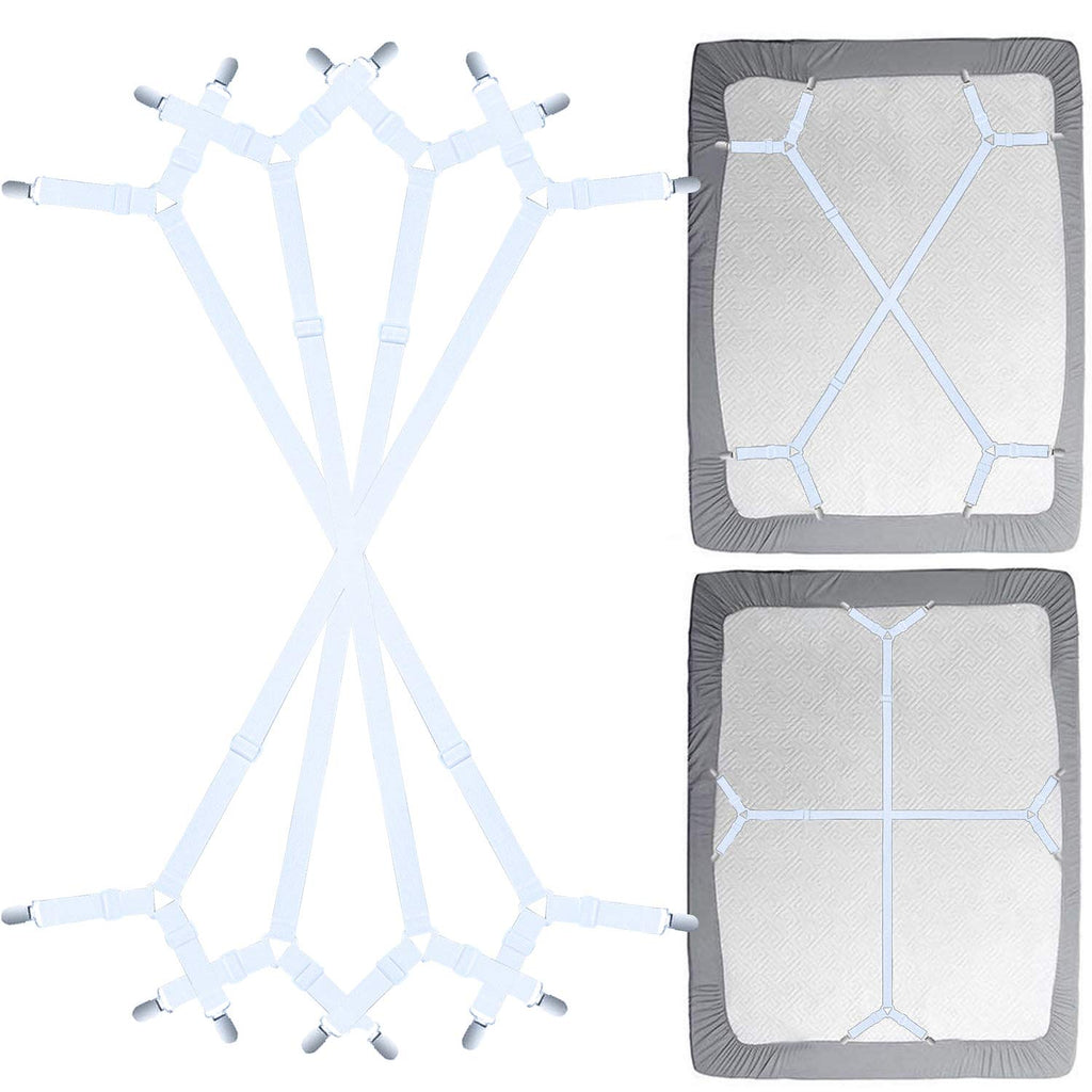 Siaomo Bed Sheet Fasteners Straps - 2 Way Adjustable Crisscross Corner...