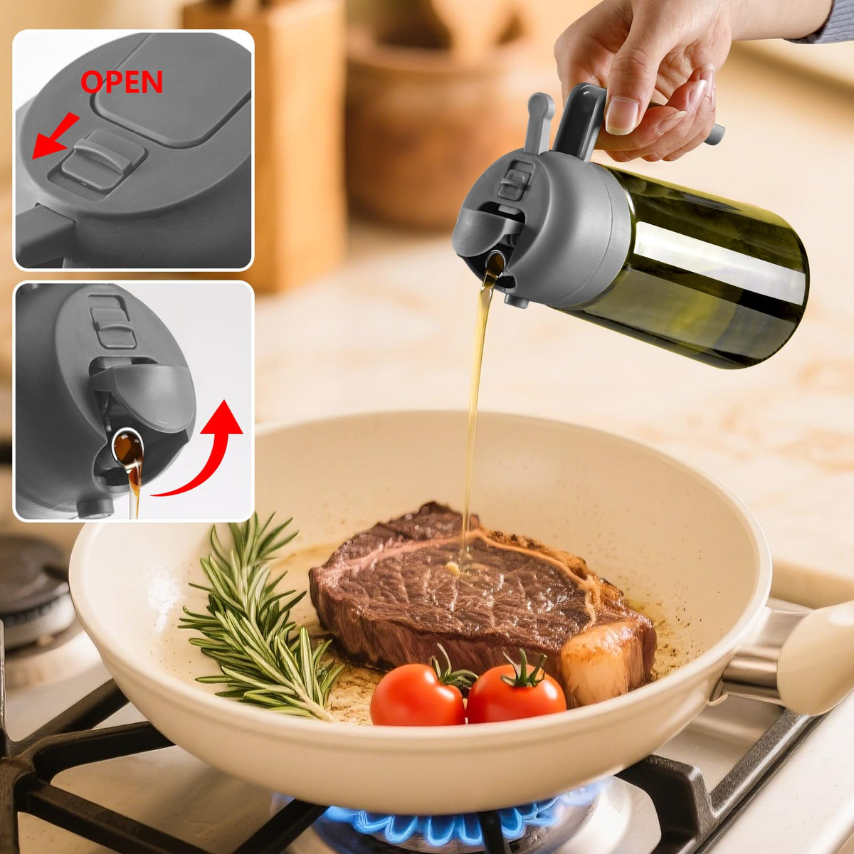 SWEET VIEW 2PCS Olive Oil Dispenser and Sprayer