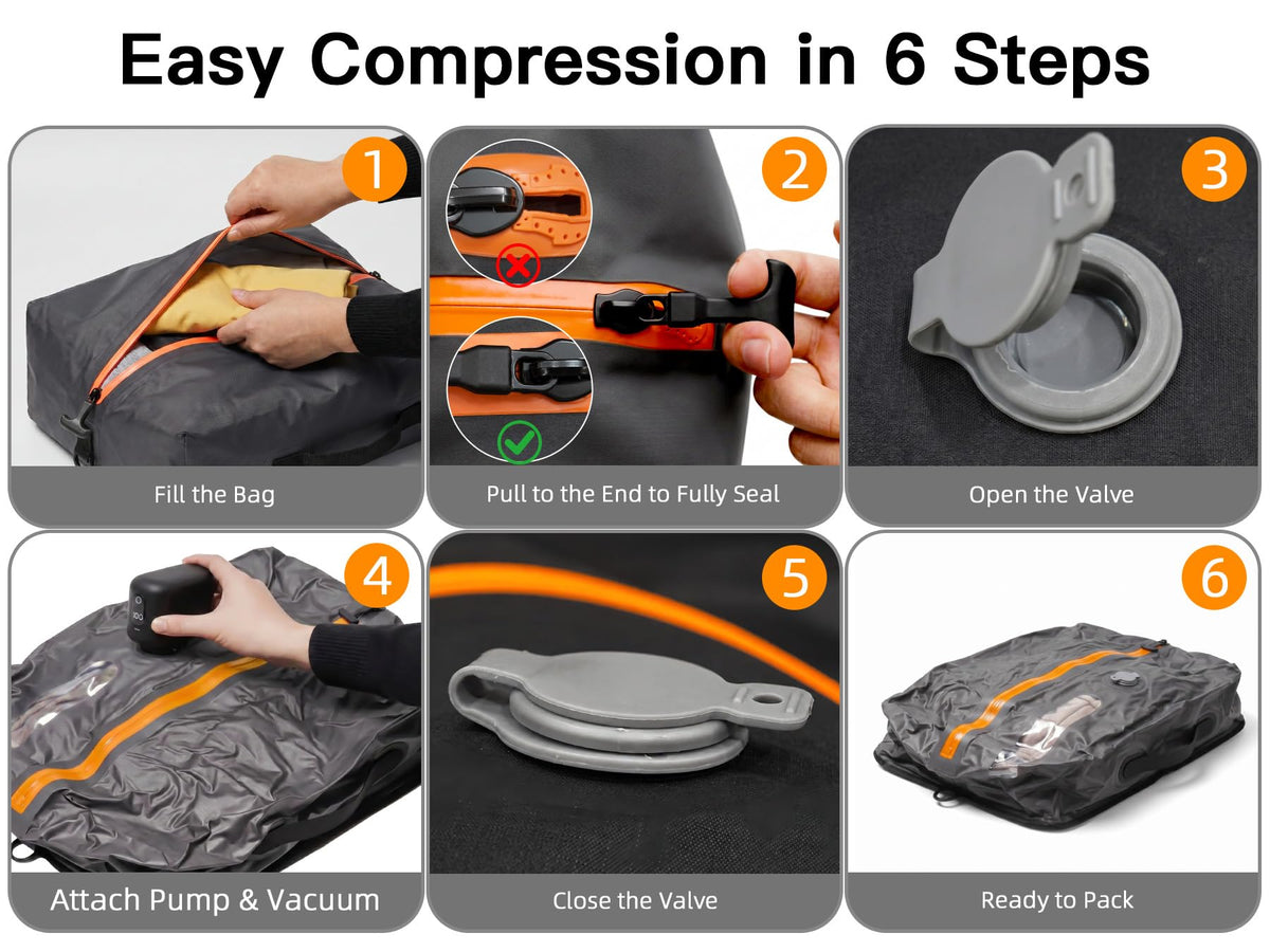 Travel Vacuum Bags With Pump, 2 Pack 22L Compression Kit For Clothes