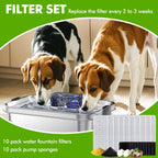 Dog Water Fountain 2 Gal, Stainless Steel Dog Water Fountain for Large Dogs Multi-Cats, Pet Water Fountain with Big Window, Super-Quiet Pump, Indoor Automatic Dog Water Bowl Dispenser Fountain Filters Dog fountain with filter