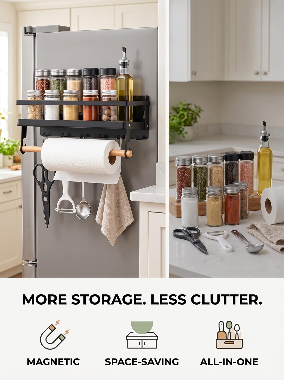 Deloban Magnetic Spice Rack for Refrigerator Fridge Side Organizer