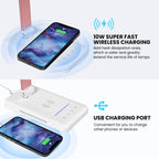 LED Desk Lamp with Wireless Charger, USB Charging Port, Eye Care Black PRO