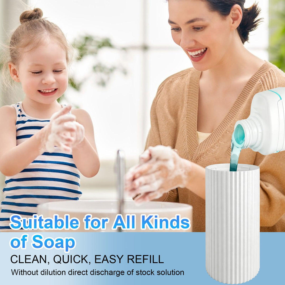 Automatic Liquid Soap Dispenser Touchless, Rechargeable, Adjustable White Gel