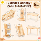BreezeHug 6 Pcs Wooden Hamster Cage Accessories, Hamster Tunnels, Stylish