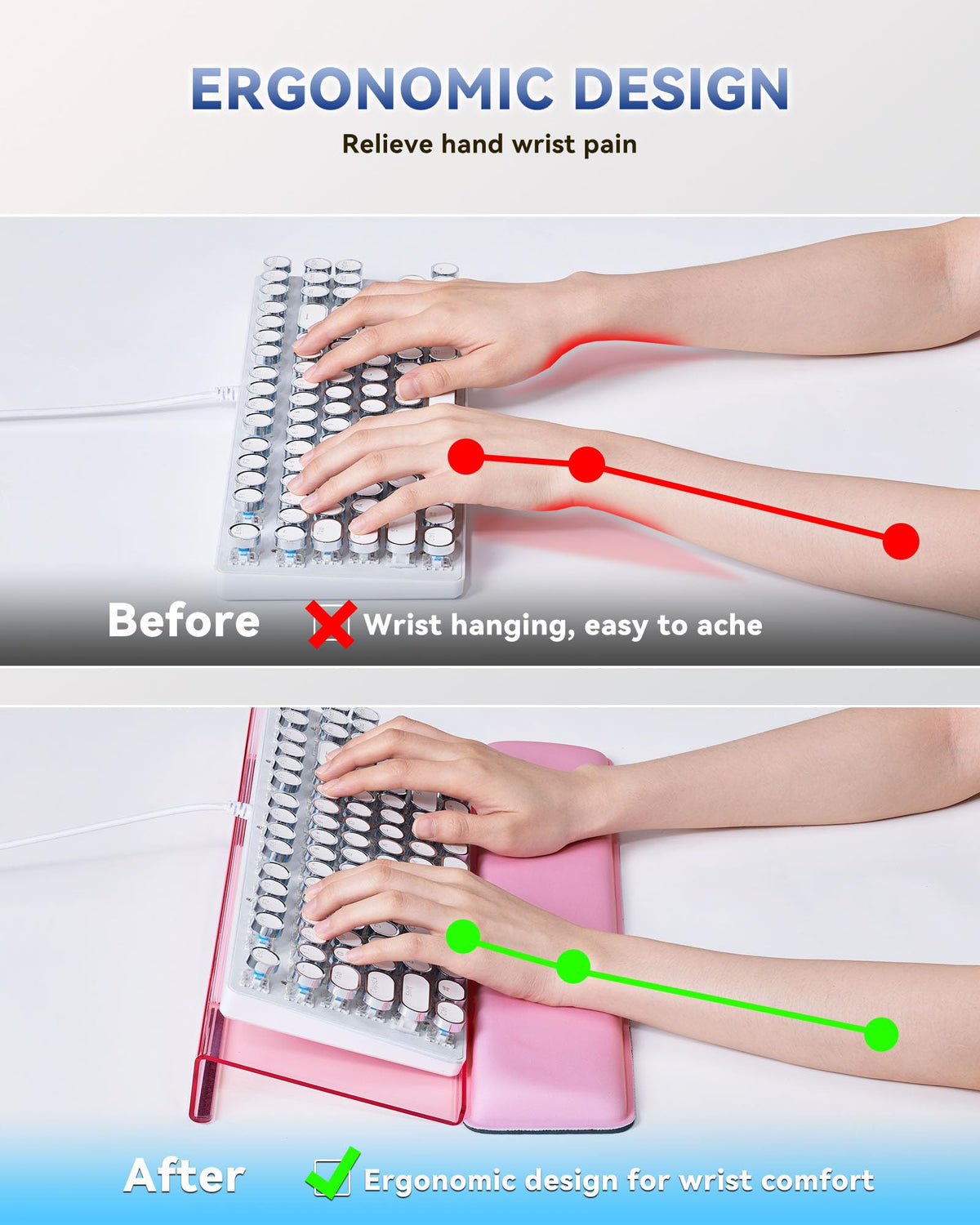 Ergonomic Computer Keyboard Riser Stand with Integrated Wrist Rest