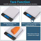 Small Digital Gram Scale 1000g by 0.01g, MEIYA High Accuracy Scale for Food Ounces and Grams, Upgrade USB Charging Kitchen Scale Digital Weight for Cooking, Baking, with Tare Function, 9 Units, 2 Tray Black
