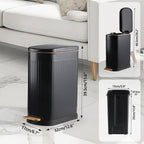 SYNCVIBE Slim Bathroom Trash Can with Soft Close Lid, 3.5 Gal, Matt White 3.5 Gallons