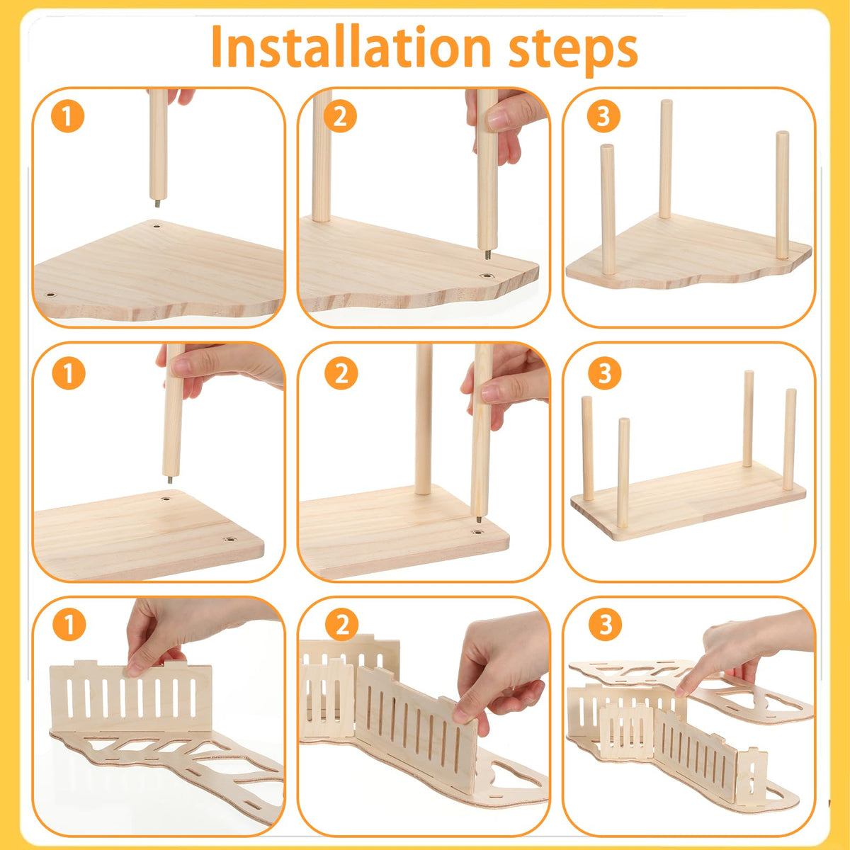 4 Pcs Hamster Platform Set, Wooden Tunnel Ladder Hideout Play House for Pet