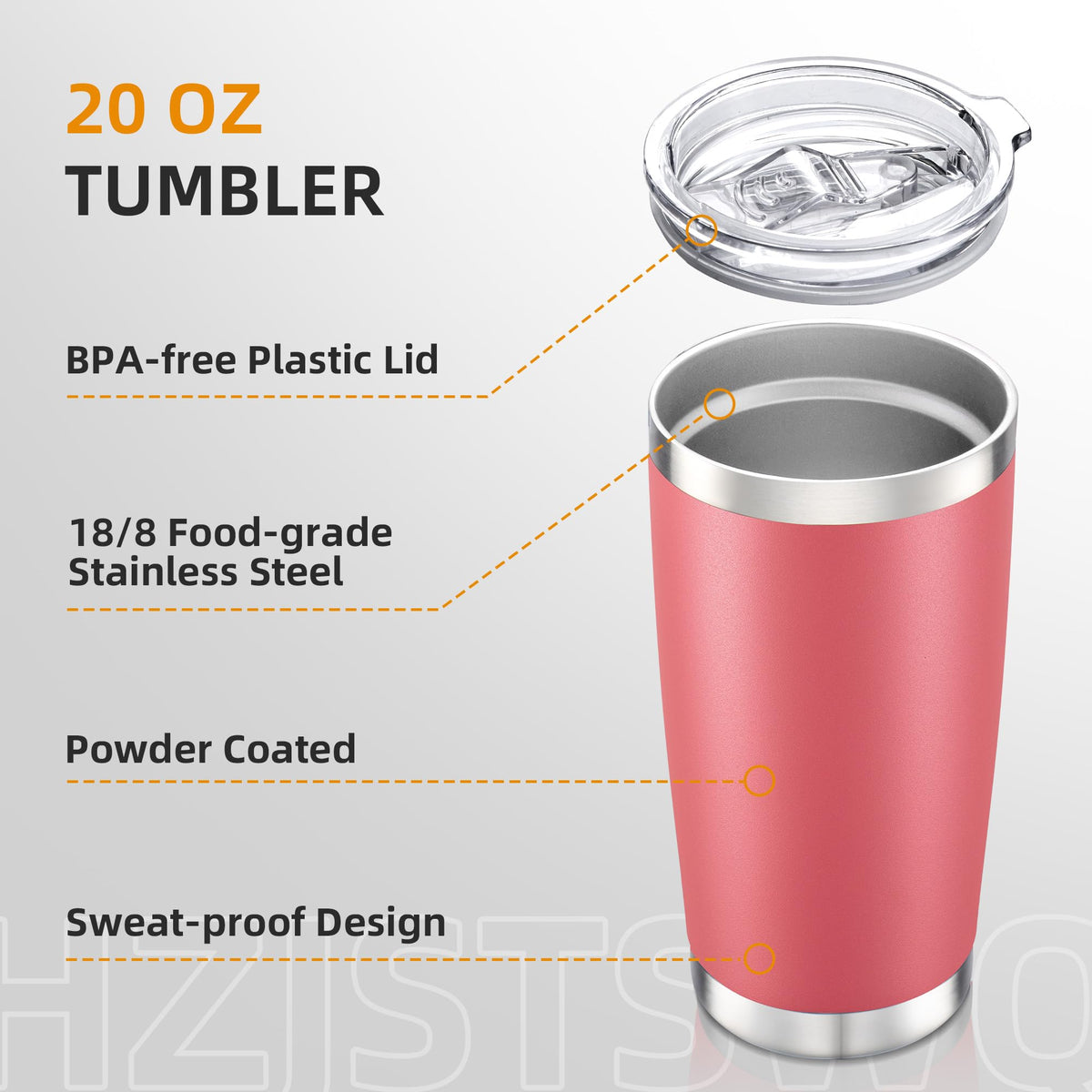 20oz Tumbler Bulk with Lid Stainless Steel Tumblers, 6 Pack
