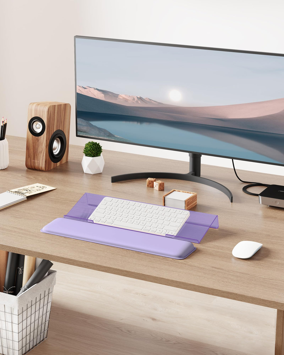 Laborio Computer Keyboard Wrist Rest, Keyboard Riser Stand for Desktop Purple Keyboard Stand With Wrist Rest