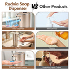 Automatic Soap Dispenser, Hand Soap Dispenser 12.8oz/380ml Smart Rechargeable, Liquid Touchless Soap Dispensers with 6-Level, Wall Mounted or Countertop Dish Soap Dispensing for Bathroom & Kitchen Black
