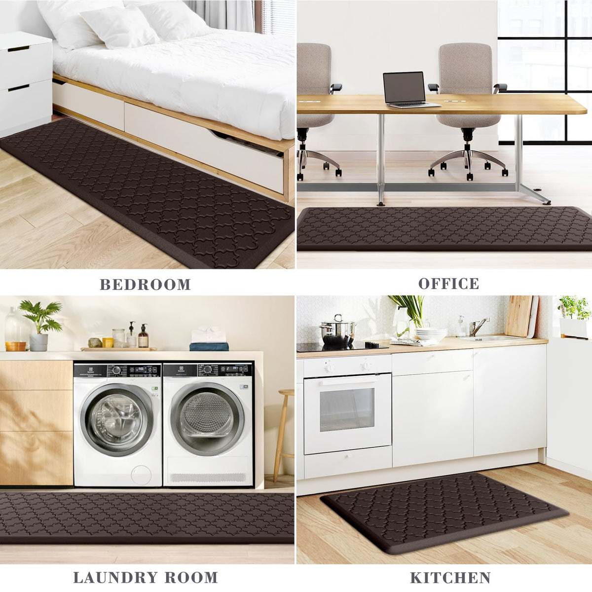 Kitchen Mat 2 PCS Cushioned Anti-Fatigue Floor Mat Standing Mat for Kitchen Stylish Grey 17.3"x29"+17.3"x47"