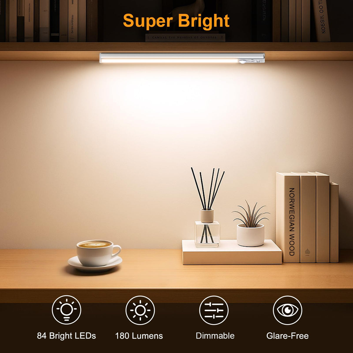 Gritin 14.7inch Under Cabinet Lighting Rechargeable 2 Pack Silver 14.7 inch